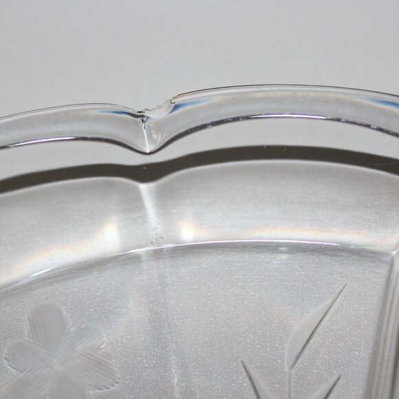 Etched Divided Serving Dish | Vintage Glass Tray - Picture 4 of 4